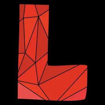 L vector red alphabet letter isolated on black background Stock Illustration
