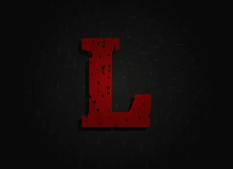 L vector red letter made of grunge texture. Insane Fear brutal font. Wicked n Stock Illustration