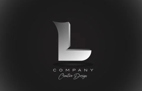 L white gradient alphabet letter logo icon with black background. Creative de Stock Illustration