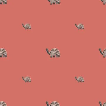 L12122021-07Cute turtles seamless pattern. Funny animals ornament. Stock Illustration