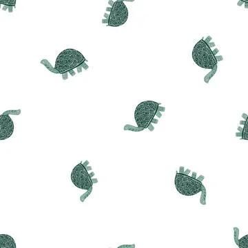L12122021-07Cute turtles seamless pattern. Funny animals ornament. Stock Illustration