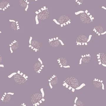 L12122021-07Cute turtles seamless pattern. Funny animals ornament. Stock Illustration