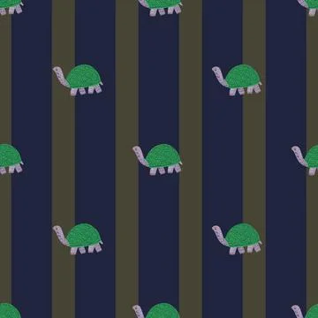L12122021-07Cute turtles seamless pattern. Funny animals ornament. Stock Illustration