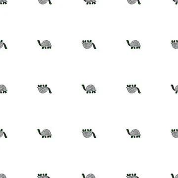 L12122021-07Cute turtles seamless pattern. Funny animals ornament. Stock Illustration