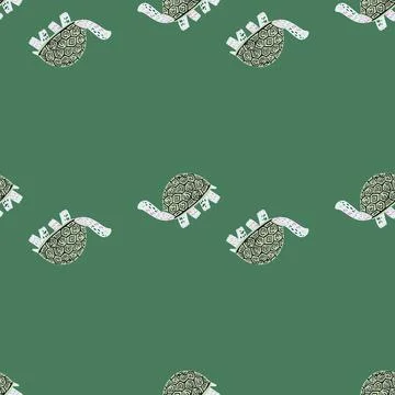 L12122021-07Cute turtles seamless pattern. Funny animals ornament. 스톡 일러스트