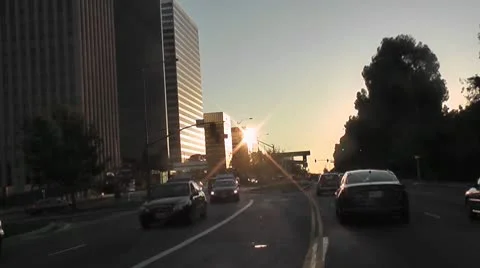 LA-0054 SUNSET DRIVING POV Stock Footage 10699745