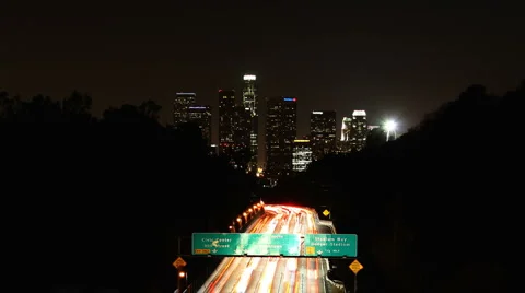 LA 06 Night Timelapse - Dark City Stock Footage 1067897
