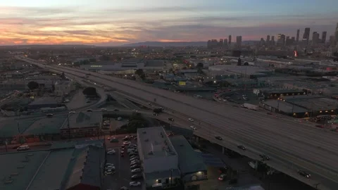 LA 10 Freeway closed and empty - November 2023 Stock Footage 255991386