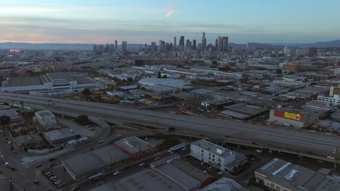 LA 10 Freeway closed and empty - November 2023 Stock Footage 255991387