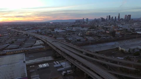 LA 10 Freeway closed and empty - November 2023 Stock Footage 255991404