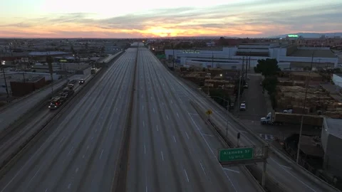 LA 10 Freeway closed and empty - November 2023 Stock Footage 255991410