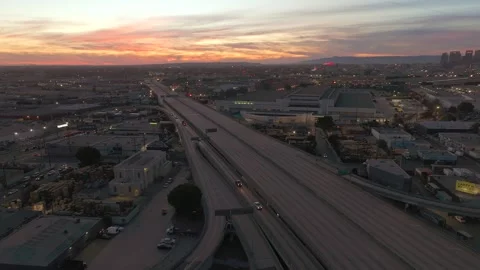 LA 10 Freeway closed and empty - November 2023 Stock Footage 255991416