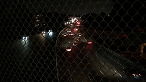 LA 101 Freeway Overpass Traffic Stock Footage 97968204