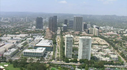 LA aerials downtown golfcourse3 Stock Footage