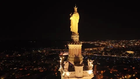 La basilique Notre-Dame de la Garde de nuit Stock-Footage 331925418