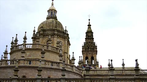 La Berenguela, the clock tower of Santiago de compostela, Galicia, Spain Stock Footage 201263172