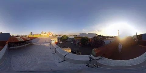 La Boca Buenos Aires Rooftop Sunset Argentina 360 VR Stock Footage 92105973