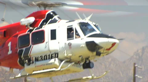 LA City Fire Copter Take-off Stock Footage 2923228