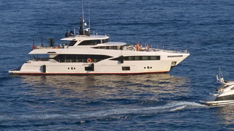La Condamine, Monaco - August 21, 2024: View of multiple boats moving on the sea Stock Footage 306353430