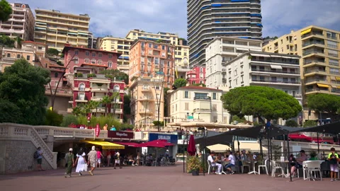 La Condamine, Monaco - August 25, 2024: People walking on the streets with the Stock Footage 306420181