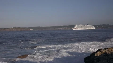 La Coruna, Spain 05 October 2023: Majestic Voyage: ARVIA Cruise Liner Sails Past Stock Footage 261876751
