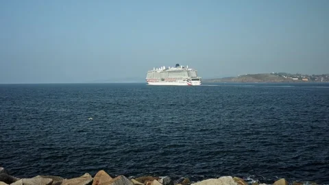 La Coruna, Spain 05 October 2023: Time-Lapse of IONA: Majestic Cruise Liner at Stock Footage 262460116