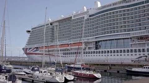 La Coruna, Spain 05 October 2023: Majestic Voyage: A Close-Up Look at the Cruise Stock Footage 264349644
