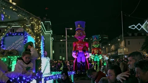 La Coruna, Spain - 5 Jan 2023: Feast of the Three Kings. A train with Stock Footage 229503319