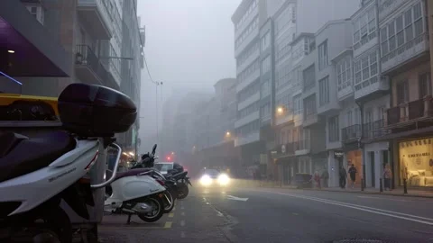 La Coruna, Spain 9 october 2023: Morning Mist: A City Awakens Stock Footage 261876659