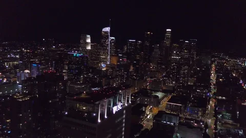 LA Crusing acrros Downtown Night Stock Footage 117464641