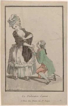 La DÃ claration d Amour; The declaration of love. Woman dressed in a mantl.. Stock Photos
