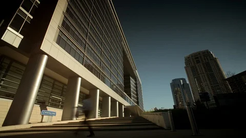 LA in Daytime. People scurry to work. Stock Footage 97152017