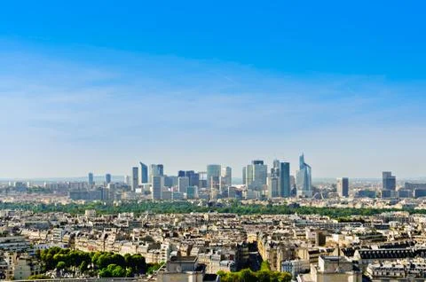 La Defense district seeing from Eiffel Tower, Paris, France Stock Photos