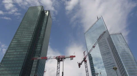 La Defense Paris Timelapse construction site built modern skyscraper blue sky  스톡 동영상 34859953