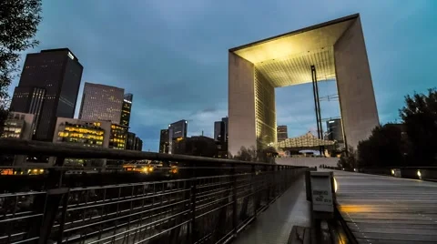 La Defense Paris Timelapse Stock Footage 49237288