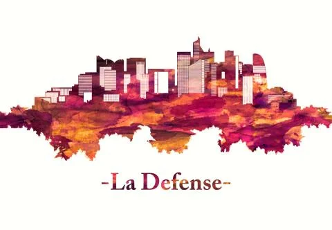 La Defense skyline in red Stock Illustration