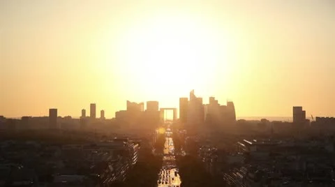 La Defense at sunset Video stock 10587050