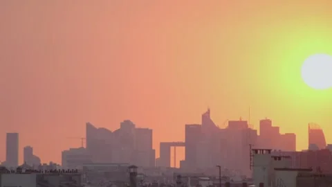 La Défense sunset timelapse  Video stock 147386933
