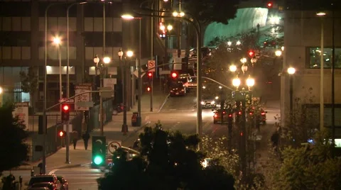 LA Downtown at Night Video stock 50979592