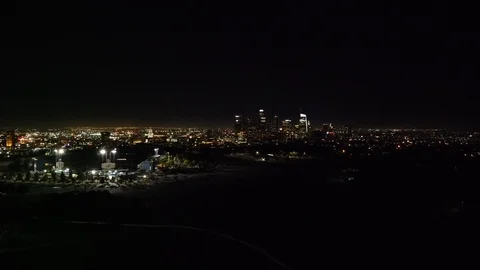 LA Downtown Night Stock Footage 126860882