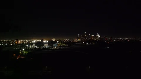 LA Downtown Night Stock Footage 126861656