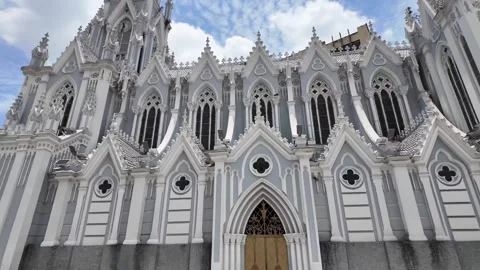 La Ermita Church Gothic Facade Detail Ornate Spire Windows Architecture Cali Stock Footage 338054970
