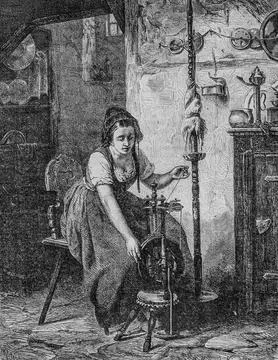 La Fileuse, the illustrious universe, editor Michel Levy 1869 Stock Illustration