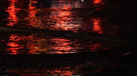 LA fire dept water running down street, pull out Stock-Footage 1492823