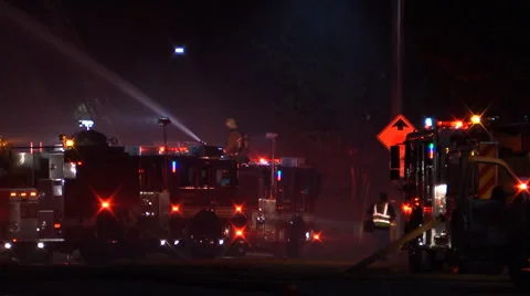 LA fire in-out blurring  lights LAFD Stock-Footage 1001042