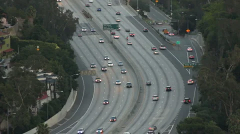 LA FREEWAY CURVE FROM ABOVE Video stock 5297894