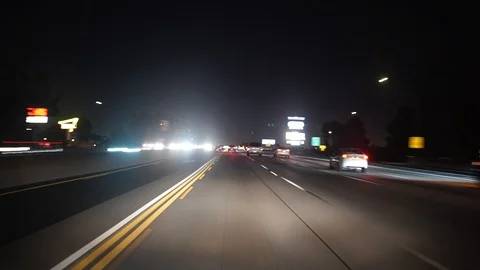 LA Freeway Night Drive Stock Footage 124161342