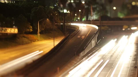 La freeway night timelapse traffic downtown los angeles Видео 5911135