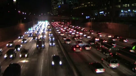 LA freeway timelapse night time rushhour Stock Footage 114302