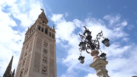 La Giralda: Seville's stunning bell tower. Sevilla Cathedral. Andalusia,Spain Stock Footage